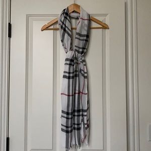 Designer inspired scarf / white , red, and black